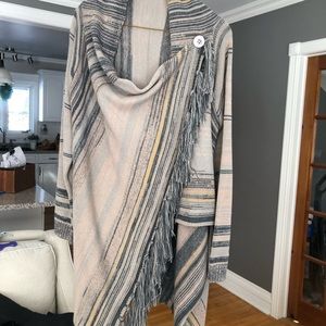 Shawl sweater..soft grey and blue